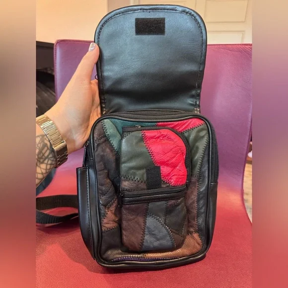 Vintage Taurus Collection Patchwork Leather Crossbody Bag - Picture 3 of 3